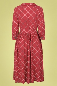 Collectif Clothing - Lauren Harlequin geruite jurk in rood 5