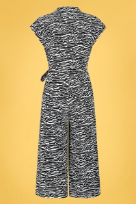 Collectif Clothing - Jodie Zebra Jumpsuit Années 70 en Noir et Blanc 5