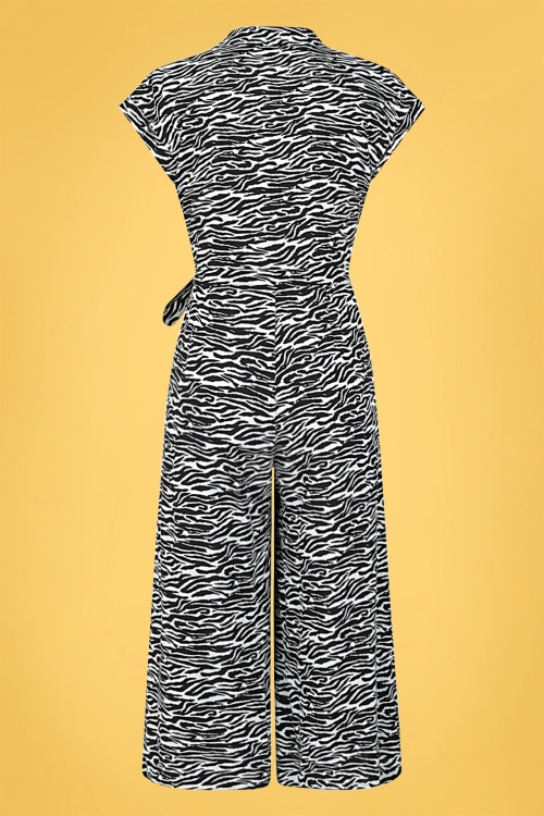 Collectif Clothing - Jodie Zebra Jumpsuit Années 70 en Noir et Blanc 5