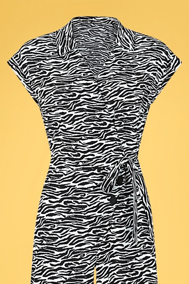 Collectif Clothing - Jodie Zebra jumpsuit in zwart en wit 3