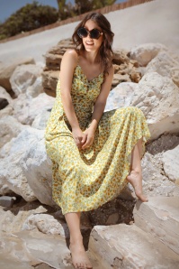 Bright and Beautiful - 70s Demmi Midi Sunflower Dress in Yellow