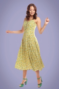 Bright and Beautiful - 70s Demmi Midi Sunflower Dress in Yellow 3