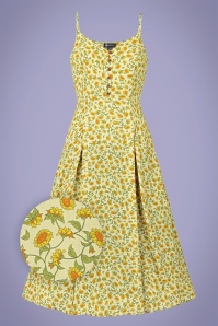 Bright and Beautiful - Demmi Midi Sunflower Dress Années 70 en Jaune 2