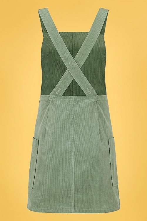 Bright and Beautiful - 60s Lena Corduroy Pinafore Dress in Sage 4