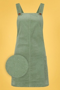 Bright and Beautiful - 60s Lena Corduroy Pinafore Dress in Sage