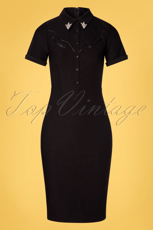 Katakomb - Wanda pencil jurk in zwart 2