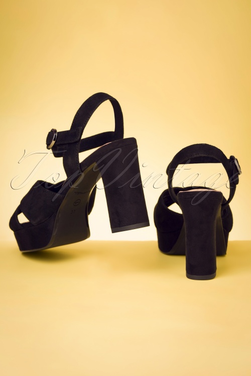 Tamaris - Savannah platform sandalen met hoge hak in zwart 5