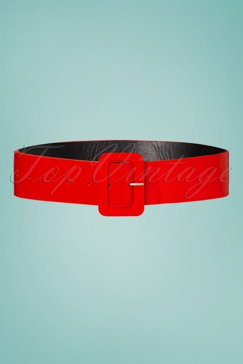 Collectif Clothing - 50s Sally Patent Plain Belt in Red