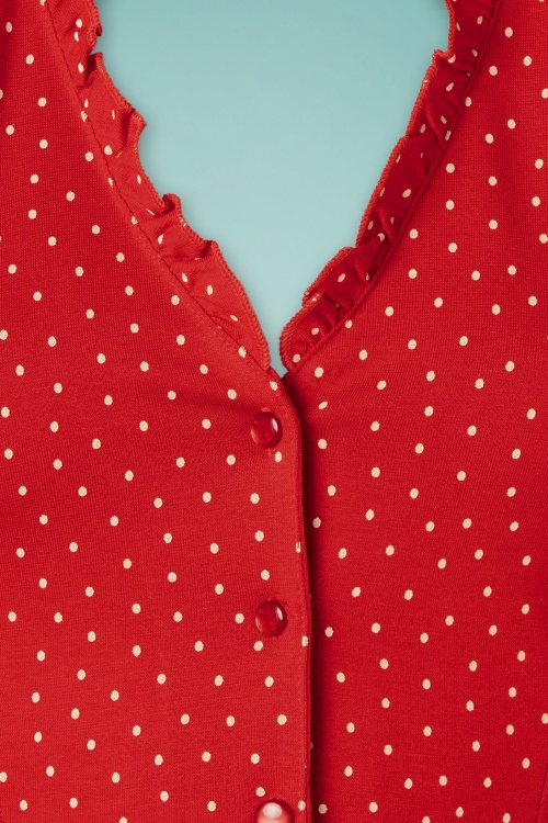 King Louie - 60s Celia Little Dots Blouse in Chili Red 4