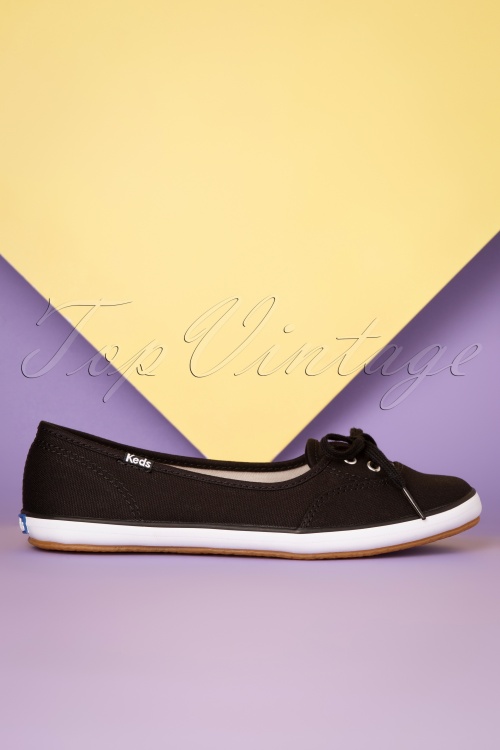 Keds - 50s Teacup Twill Ballerina Sneakers in Black 3