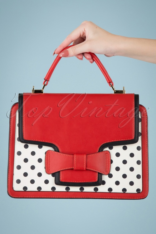 Banned Retro - Chloe Polkadot Handbag Années 50 en Rouge