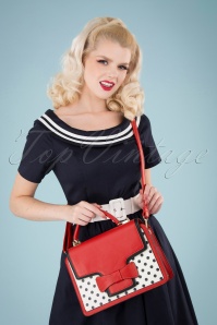 Banned Retro - 50s Chloe Polkadot Handbag in Red 5