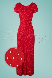 King Louie - 70s Sally Little Dots Maxi Dress in Chili Red 2