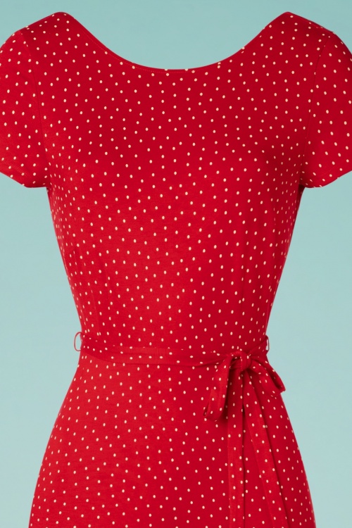 King Louie - Sally Little Dots Maxi Dress Années 70 en Rouge Piment 3