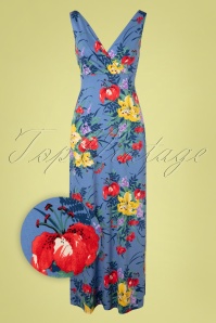 King Louie - 70s Ginger Gladioli Maxi Dress in River Blue