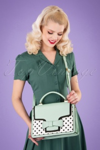 Banned Retro - 50s Chloe Polkadot Handbag in Mint 4