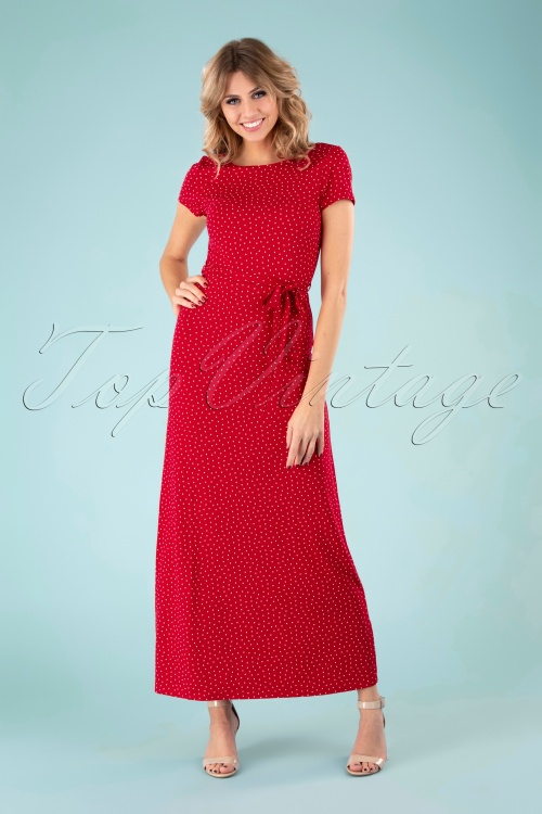 King Louie - Sally Little Dots maxi jurk in chili rood