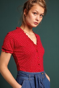 King Louie - 60s Celia Little Dots Blouse in Chili Red 2