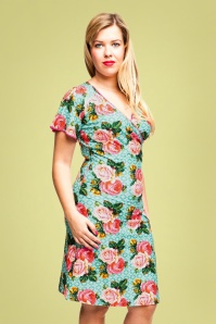 Tante Betsy - 60s Lila Savon Rose Dress in Turquoise