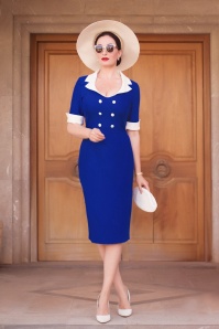 Glamour Bunny - Janice Pencil Dress Années 50 en Bleu Roi