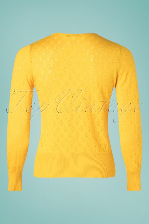 King Louie - 40s Oyster Fusion Roundneck Cardigan in Yellow 4