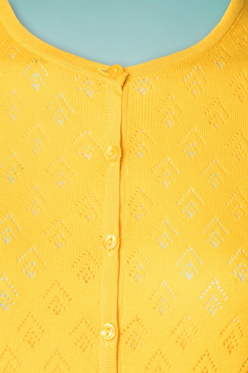 King Louie - 40s Oyster Fusion Roundneck Cardigan in Yellow 3