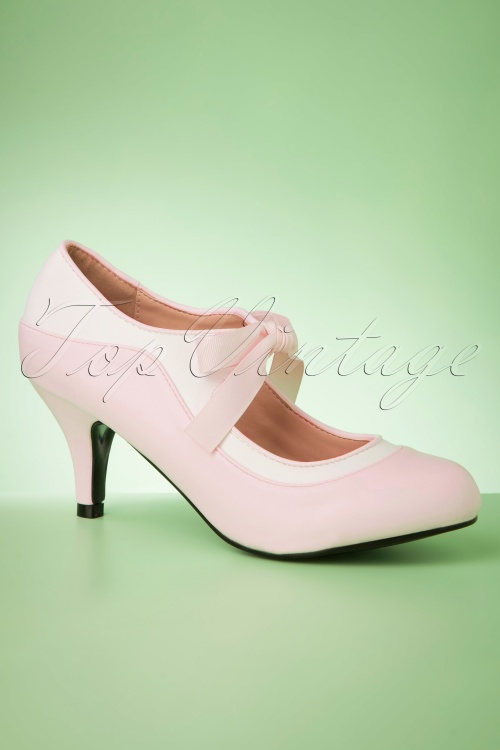 Lulu Hun - Jeanie Pumps Années 50 en Rose Dragée