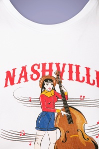 Collectif Clothing - Nashville T-Shirt Années 50 en Blanc 3
