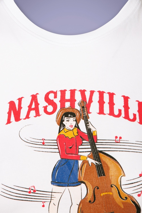Collectif Clothing - Nashville T-Shirt Années 50 en Blanc 3