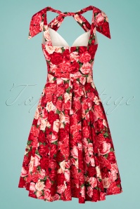 Victory Parade - TopVintage exclusive ~ Sissy Packed Roses Swing Dress Années 50 en Rouge 5