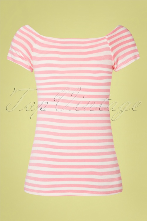 Steady Clothing - 50s Sandra Dee Striped Top in Pink and Ivory 2
