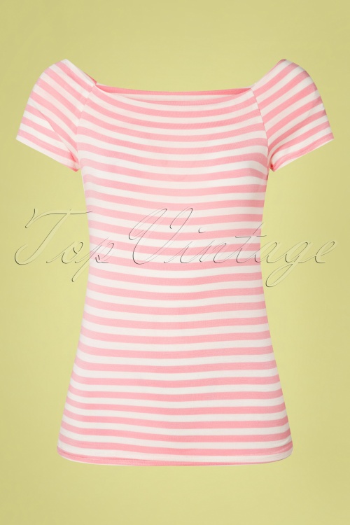 Steady Clothing - 50s Sandra Dee Striped Top in Pink and Ivory