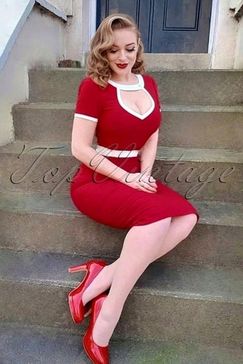 Glamour Bunny - 50s Hazel Pencil Dress in Red