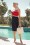Barbara Pencil Dress Années 50 en Rouge et Bleu Marine