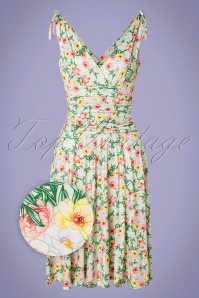 Vintage Chic for Topvintage - Grecian floral jurk in mint groen
