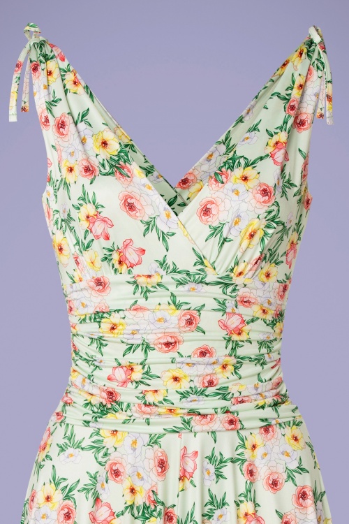 Vintage Chic for Topvintage - Grecian floral jurk in mint groen 2