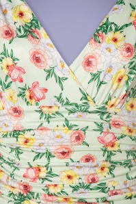 Vintage Chic for Topvintage - Grecian floral jurk in mint groen 3