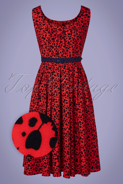 Miss Candyfloss - 50s Flava Rose Swing Dress in Red 3