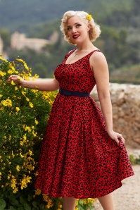Miss Candyfloss - 50s Flava Rose Swing Dress in Red