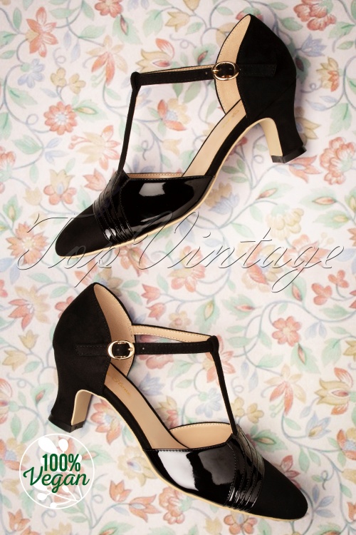 Charlie Stone - New York Luxe Pumps Années 40 en Noir