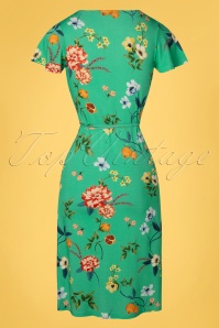 Smashed Lemon - Robin Floral Dress Années 60 en Turquoise 2