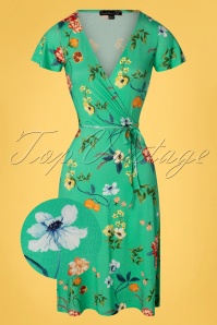 Smashed Lemon - 60s Robin Floral Dress in Turquoise