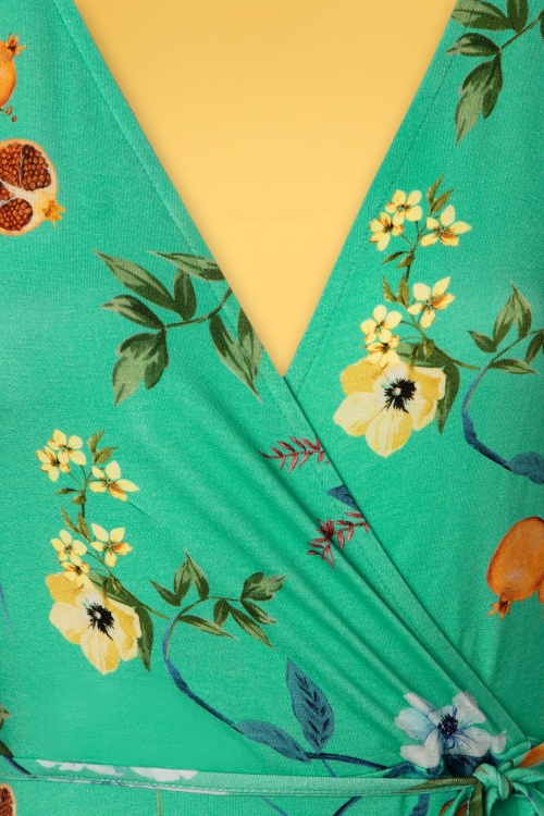 Smashed Lemon - 60s Robin Floral Dress in Turquoise 4