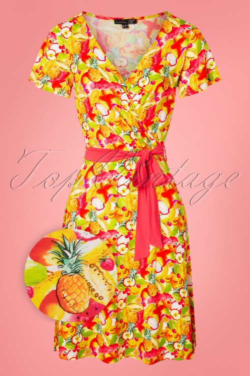 Smashed Lemon - 60s Tutti Frutti Dress in Multi