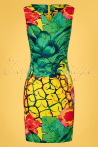 Smashed Lemon - Melania Pineapple Pencil Dress Années 60 en Jaune 2