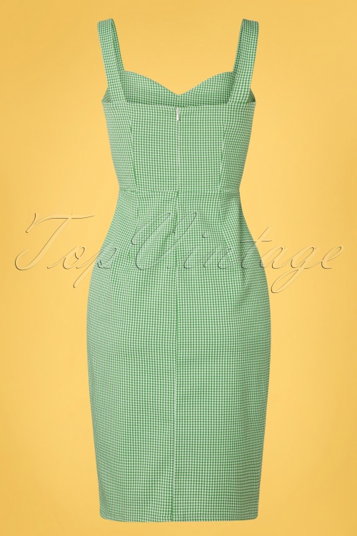 Daisy Dapper - 50s Vivi Checked Pencil Dress in Green 5