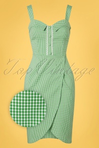 Daisy Dapper - 50s Vivi Checked Pencil Dress in Green