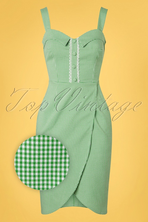 Daisy Dapper - Vivi geruite pencil jurk in groen