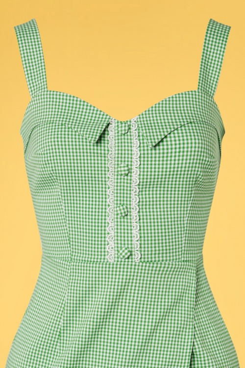 Daisy Dapper - Vivi geruite pencil jurk in groen 3