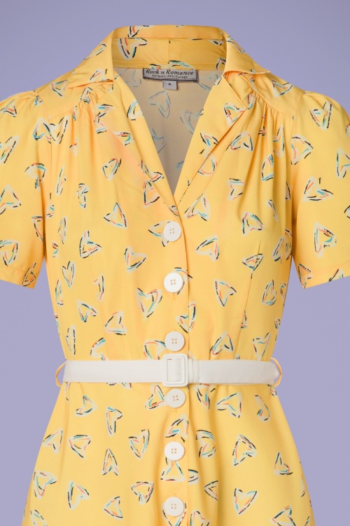 Rock N Romance - Charlene shirtwaister jurk in gele harten 3